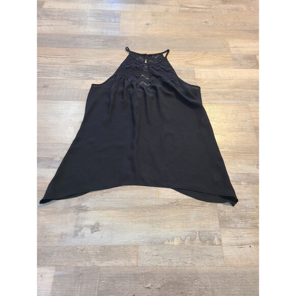 Kohls small women's lace neckline sheer black tank top - Picture 1 of 8